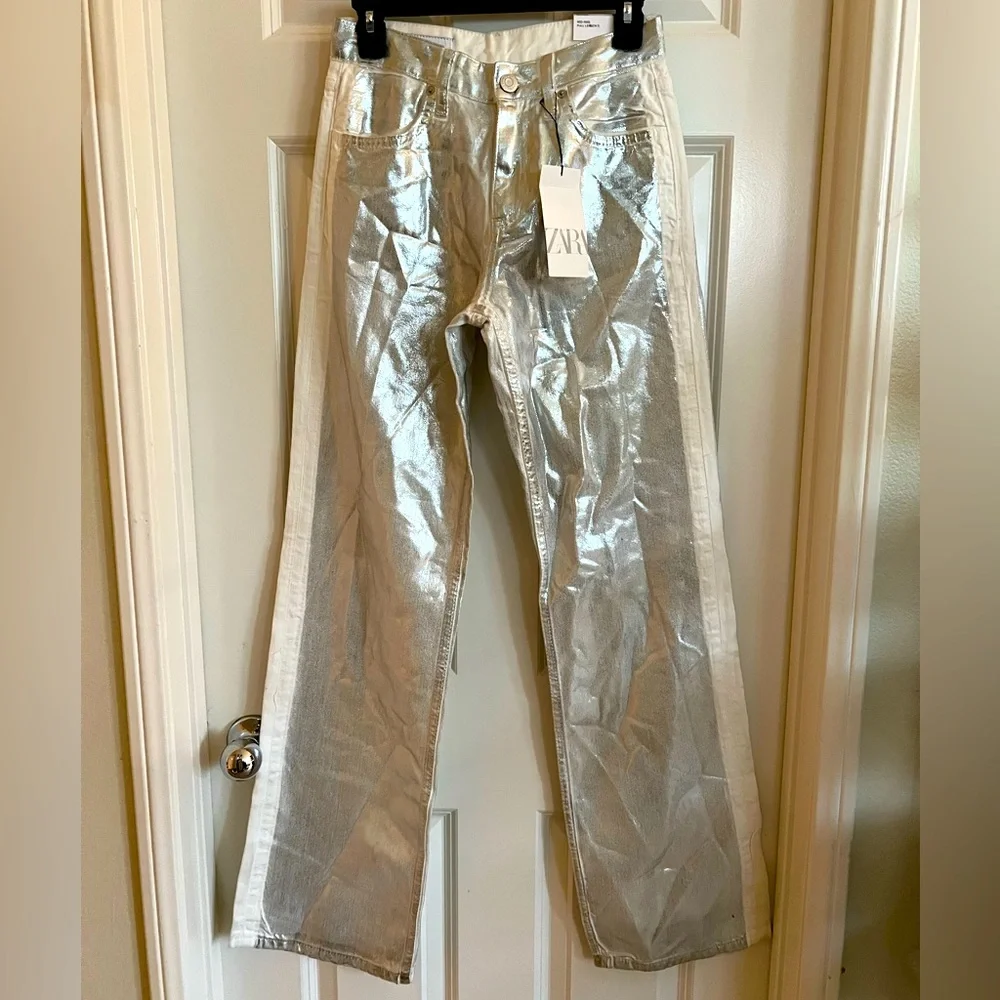 Zara Silver Washed Pants - Picture 1 of 7